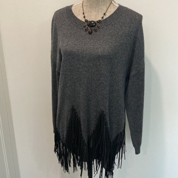 Danny Be Grey Angora Fringe Sweater Medium - Picture 9 of 13